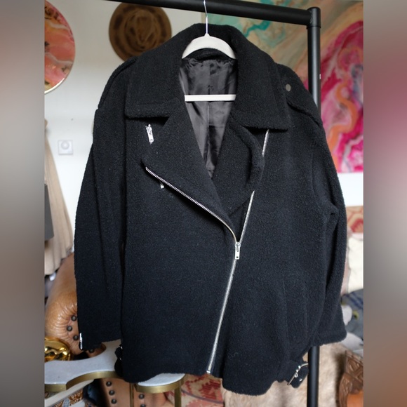 & other stories black wool aviator jacket size Medium fit 10 12 14 - Picture 2 of 6